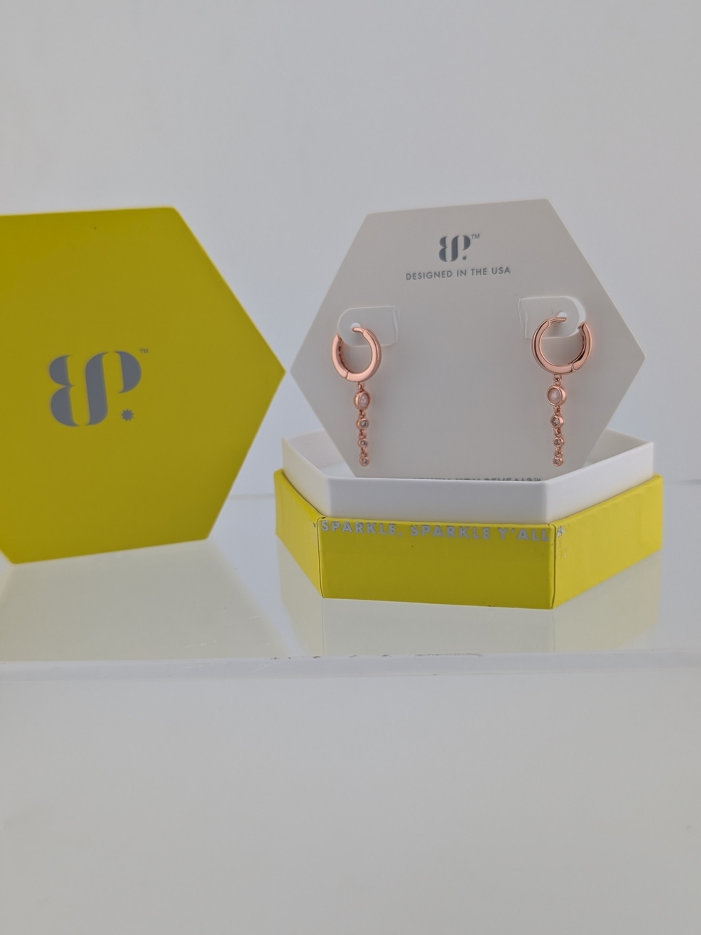 BP Rose Gold Chain Dangle Huggie Earrings